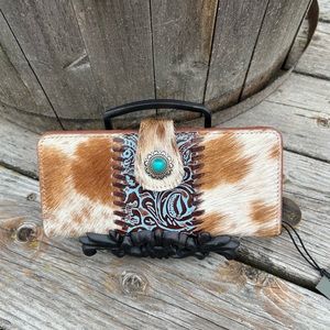 Myra Bag Cowhide Wallet with Turquoise Accent